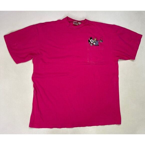 Disney Tops - VINTAGE Disney Minnie Mouse Bee Embroidered Pocket T-shirt Women XL Pink 90s